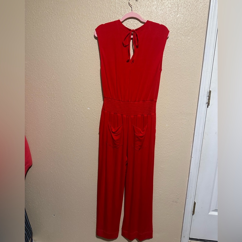 Cabi Jumpsuit‎ Pants Spring Uptown Cropped Leg Surplice V-Neck Red Medium